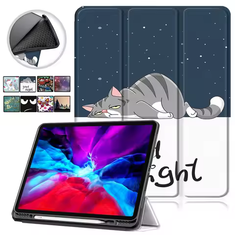 Cute Painted Cover For iPad Pro 12 9 Case 2021 2020 2018 PU Leather Stand Tablet For iPad Pro 12.9 2