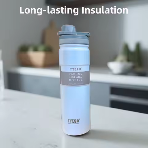 Bottle TYESO Insulated Water TYESO 600/750ML Thermos Bottle Stainless Steel Vacuum Flask Travel Cup 