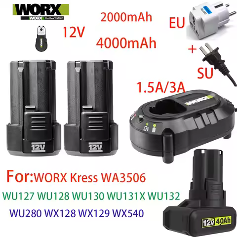 100% New Original 2.0/4.0Ah for WORX Kress 12V WA3506 WU127 WU128 WU130 WU131X WU132 WU280 WX128 WX1