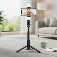 L12D Bluetooth ,  Lampu Tripod Bluetooth L12D dengan Tongkat Selfie Boleh Tanggal & Pemegang Telefon
