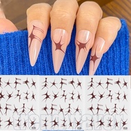 4-1Pcs Flame Pattern Nail Sticker - Thorn Pattern Relief Nail Decal - Dark Red Nails Decoration - Ma