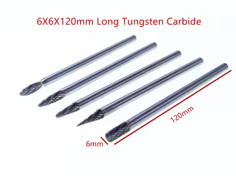 1pcs 6x6x120mm Long Tungsten Carbide Burrs for Dremel Grinding Steel Grinding Wood Grinding