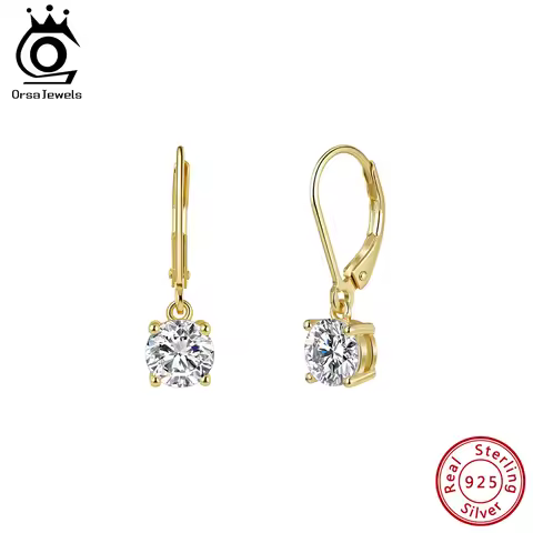 ORSA JEWELS Moissanite Huggie Hoop Earring Lab Created Diamond 925 Sterling Silver Dainty Hoop Dangl