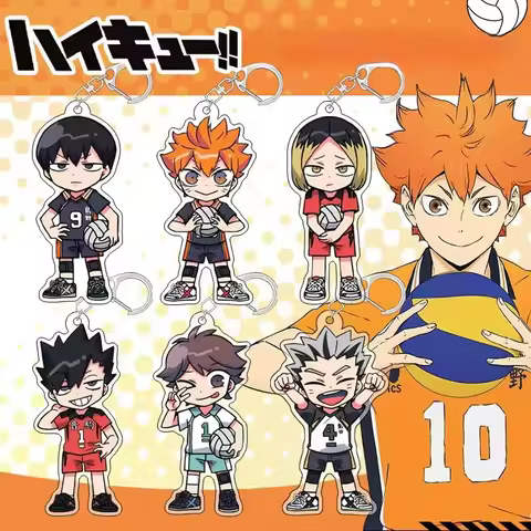 Anime Haikyuu!! Keychains Shoyo Hinata Yu Nishinoya Oikawa Tooru Kenma Kozume Cosplay Acrylic Backpa