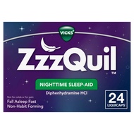 วิตามิน Vicks ZzzQuil Aid Liquicaps, Non-Habit Forming, 50mg Diphenhydramine HCl, 24 Ct