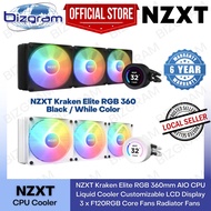 NZXT Kraken Elite RGB 360mm AIO CPU Liquid Cooler Customizable LCD Display 3 x F120RGB Core Fans Radiator Fans (Blk/Wht)