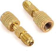 2pcs R32 & R454B Refrigerant Brass Adapter, 1/4" Female to Male Reverse Thread Quick Connect Fitting