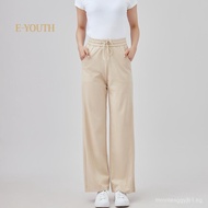 Eyouth 10176 Women Cool Silhouette Pants Straight-Leg with Drawstring Waist