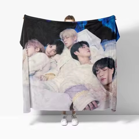 Kpop-TXT T-Tomorrow X T-Together Flannel Blanket for Sofa Decoration Fluffy Blanket King Throw Blank
