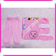 NEWBORN~hJ/SET{CI<(Pajama,Hood'WJ<pranela'fZ<receiving'wM<Blanket'Vb<and'b<Bonet set)