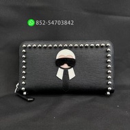 🈹99新✨全港最平 ‼️正品任驗 ‼️Fendi Karlito 老佛爺柳釘裝飾長款拉鏈銀包Fendi Karlito Karl Lagerfeld Leather Studded Continent