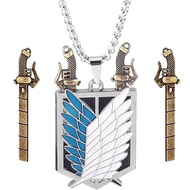 GSADWLI Anime AOT Wings of Freedom Pendant Necklace - Shingeki No Kyojin Legion Badge Anime Couple C