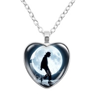 Bandai | 2026 Michael Jackson Necklace Heart Pendant Necklace Shape Art Photo Glass Cabochon Jewelry