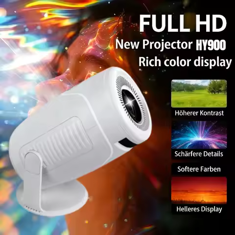 Perfect for Home Cinema Outdoor HY900 Projector Newly 4K Decoding Dual Wi Fi 6 290ANSI Allwinner BT5