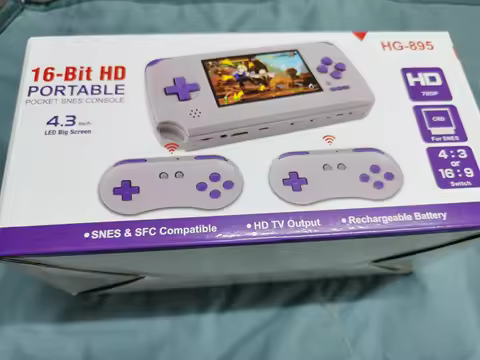 16-Bit HD Super SNES Portable HG895 Retro SFC 4.3" Video Game Console + 2.4G Wireless Gamepads, Can 