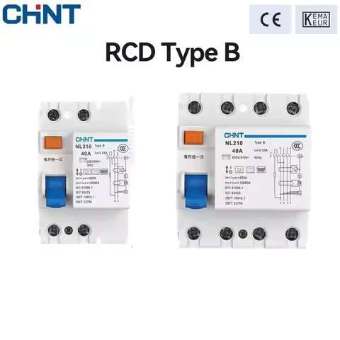 CHINT NL210 Type B RCCB 3P+N 4P 2P 1P+N 63A 40A 25A 30MA Electric Leakage Breaker Residual Current P
