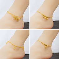Vietnam Sand Gold Fashion Anklet Brass Plated 24k Gold Bell Double Layer Turn & Luck Bead Foot Ornam