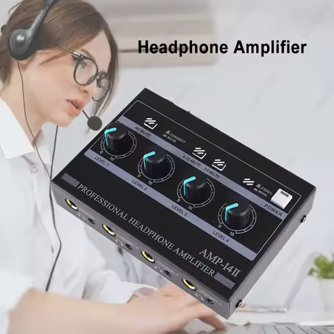 4 Input 8 Output Headphone Amplifier 4-Channel Ferroalloy Mono/Stereo AMP-i4 (100-240V) Chargeable H
