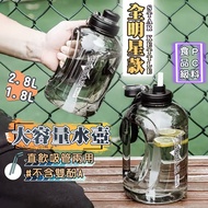 Large Capacity Water Bottle Straw Sports 2800ML Direct Drinking Transparent Cold Pop Lid
