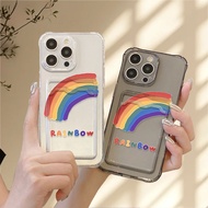 Soft silicone Material cute rainbow phone Case can be put on a card Casing For Realme Note 60 60x 50