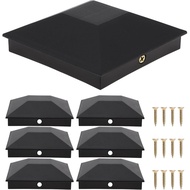 Penutup Tiang, 6 Keping Penutup Tiang Pagar Kayu 4x4 (3.5inx3.5in), Kit Penutup Tiang Plastik Hitam 