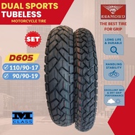 SET R17/R19 D605 DUAL SPORTS MOTORCYCLE TIRE FOR XR150L, XTZ150 -  DIAMOND TIRE 110/90-17 & 90/90-19