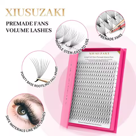 XIUSUZAKI 16Lines Premade Volume Fans Eyelashes Extension 3D 4D 5D 6D 7D 8D 9D 10D 12D 14D 16D Point