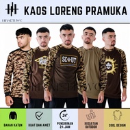 BAJU KAOS LORENG PRAMUKA SCOUT RAGLAN SABLON BDU LAPANGAN PDL LENGAN PANJANG MURAH KAOS LORENG PRAMU