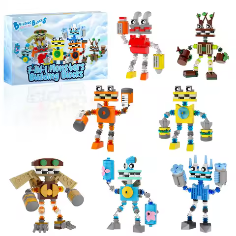 7-in-1 Monster Building Blocks Set | 639 PCS Music Game Action Figures | Buildable Toys for Boys, Gi