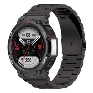 全城熱賣 - 適用於華米 Amazfit T-Rex 2 三株鋼錶帶（黑色）