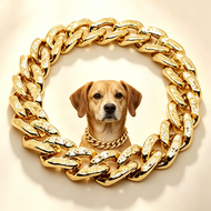 1 Pc Pack Size S/M/L Golden Carved Decorative Chain Pet Necklace Collar for Shepherd, Doberman, Rott