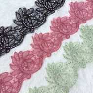 Hot Rhinestone Border Lace/ Laju Baju/ Premium Rhinestone Border Lace/ Lace Bunga / Patch Lace