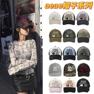 Ready Stock Korea aeae Hat Embroidered Letter Camouflage Baseball Cap Washed Covered Ancient Slimmer