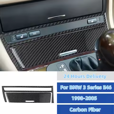 For BMW E46 3 Series 1998-2005 Carbon Fiber Interior Car Central Control Ashtray Panel Cover Decorat