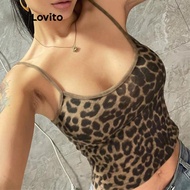 Lovito Elegant Tank Top Leopard Structure Line Tank Top for Women LNL67364