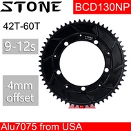 Stone 130BCD Round Chainring 4MM Offset Aero for Shimano 5700 6700 Round 42t 44T 46 48 50 52 55 58T 