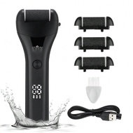 3-Speed USB Foot File 1200mAh Rechargeable IPX4 Waterproof With LED Light 3 Natural Quartz Heads (Co