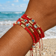 1pc Handmade Woven Red String Bracelet, Fashionable Evil Eye Red Bead Bracelet, Meaning Of Protectio