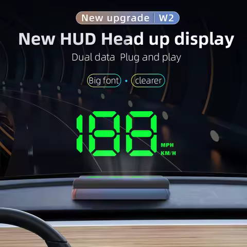 W2 Head Up Display GPS HUD Universal Speedometer KMH Type-c USB Cable Dual Data Plug and Play Intell