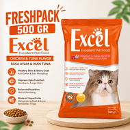 Makanan Kucing Excel Rasa Chicken & Tuna 500 Gram I Kemasan Freshpack Excel Orange