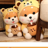 Gấu Bông Chó Shiba Ôm Trà Sữa Cute Shiba Đội Nón Hổ Cosplay Thú Nhồi Bông Cao Cấp