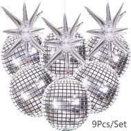 Ready Stock 12Pcs/set 22Inch 4D Foil Ballon Gradients Ball Agate Disco Birthday Foil Balloons Retro 