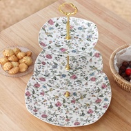 European Ceramic Snack Plate Afternoon Tea Fruit Bone China Restaurant Creative Three-Layer Snack Pl