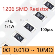 100pcs 1206 5% SMD Resistor 0R 1 ohm 2Ω 3.3R 10R 15R 20R 22R 39R 47R 100R 120R 200R300R 1K 2K 4.7K 5