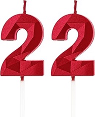 22th Birthday Candles, Red Number Candles, Birthday Decoration, Happy Birthday Cake Toppers, for Bir