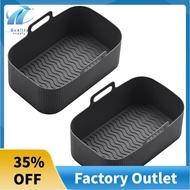 2Pcs Silicone Pot for Air Fryer Reusable Silicone Air Fryer Liner Foldable Basket with Handles Black