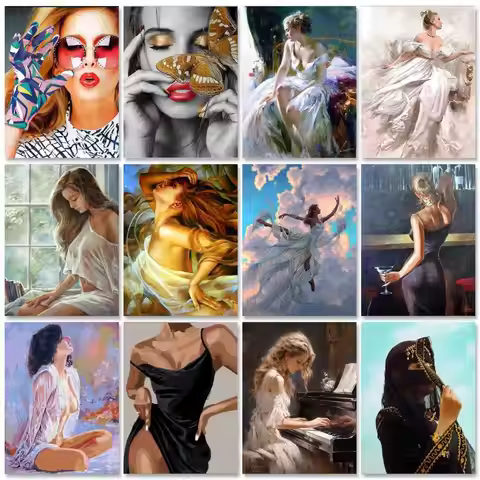 1pc frameless Painting By Numbers For Adults Pictures By Numbers Woman Number Painting Home Decors U