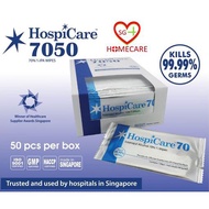 1-5 boxes HospiCare 7050 IPA 70% Alcohol Wipes (50 sheets individually wrapped)