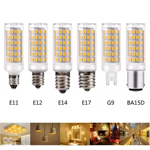 LED Light Bulb G9 E11 E12 E14 E17 BA15D 9W DC 110V 220V 2835 Unique Dimmable Ceramic Light Bulb Repl