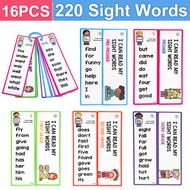 16PCS 220 Dolch Sight Words Flashcard แฟลชการ์ด English Words Vocabulary Flash Cards บัตรคำภาษาอังกฤ